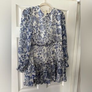 Aqua Blue and White Patterned Dress